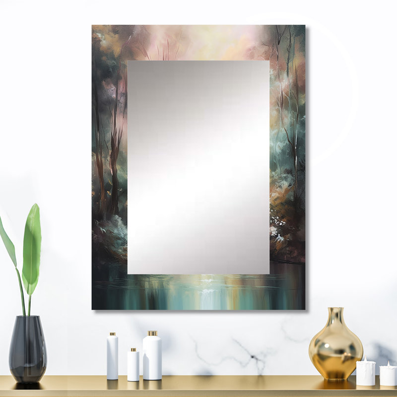 Whimsical Stream - Mountains Decorative Wall Mirror, Traditional Mirror, Printed Metal Art, 32" x 24"