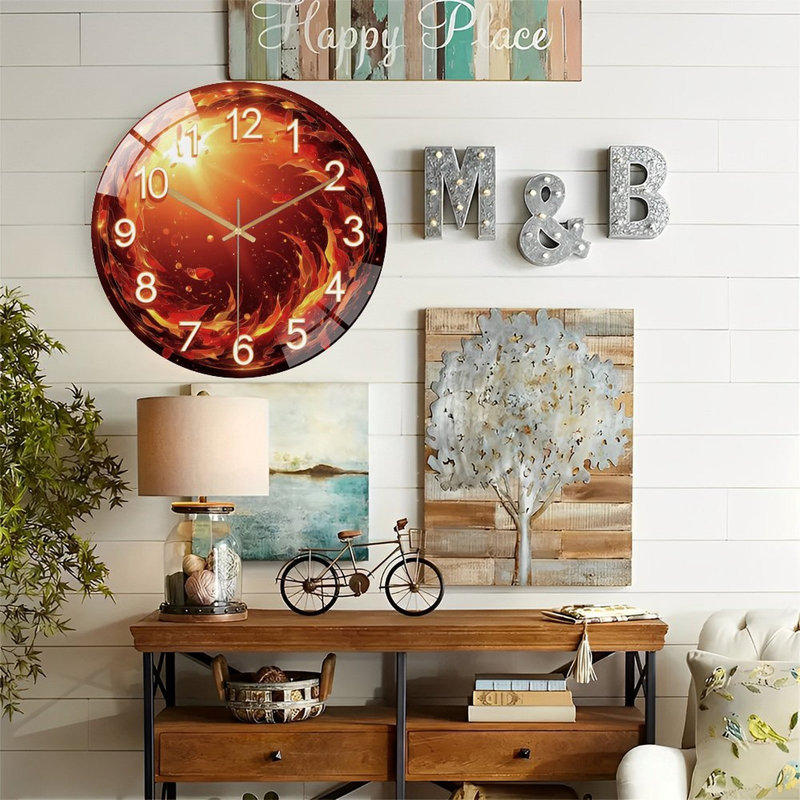 Horloge murale Fiery Sunburst