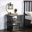 Chêne antique Table de chevet industrielle à 3 tablettes-1816981349