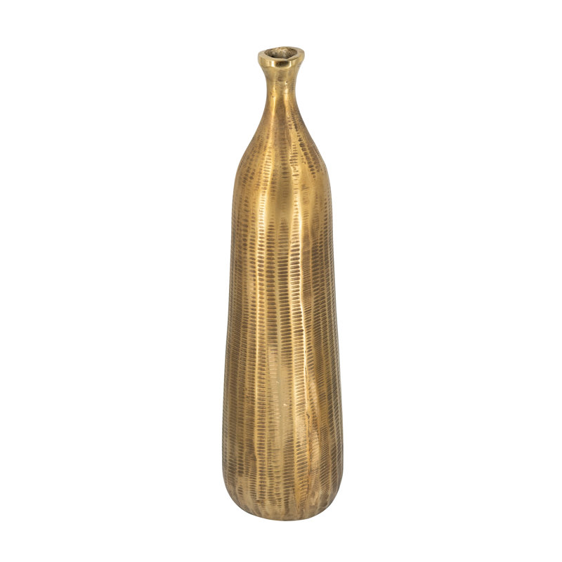 Grand vase en aluminium à finition dorée D5X20 ", H 20,1 po x l 5,1 po x P 5,1 po