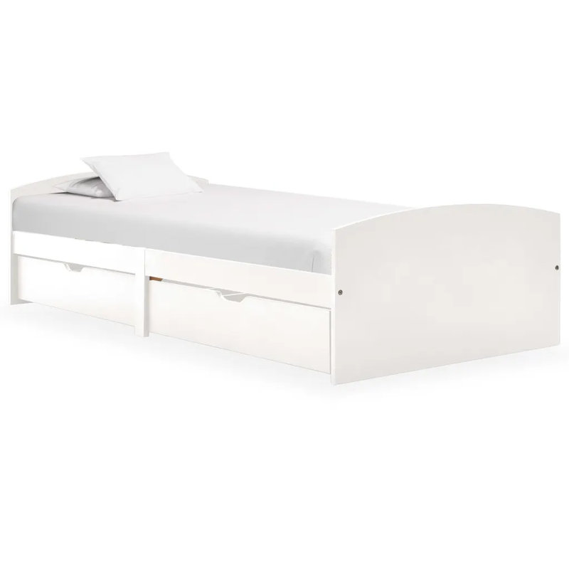 Ahrens Solid Wood Drawers Bed, White