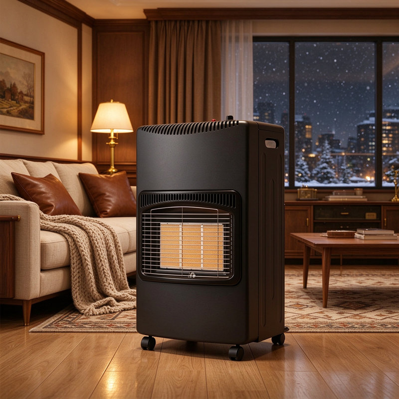 Propane Cabinet Heater, 6000-18000 BTU Indoor Outdoor Radiant Space Heater, 3 Heat Modes, Tip-Over & ODS Safety Protection, Heats up to 450 Sq.Ft, Black