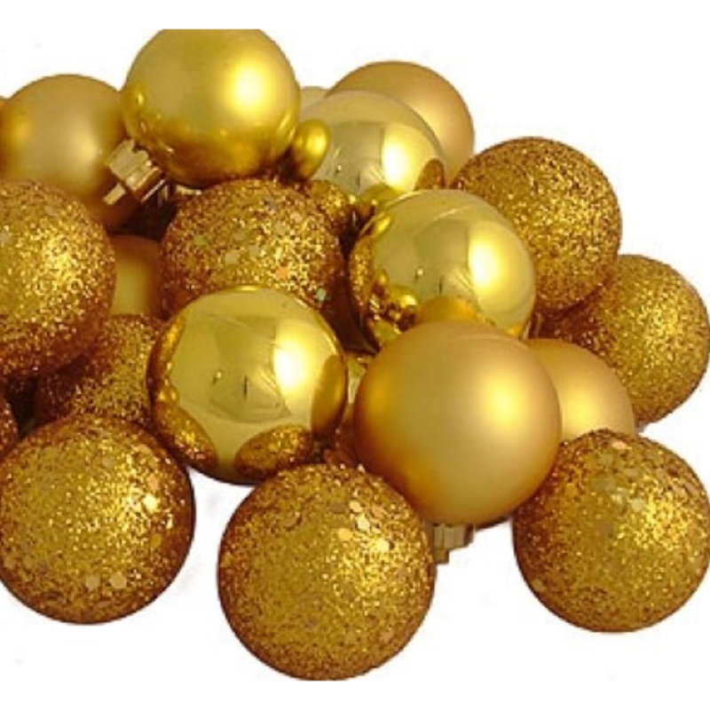 9 Ornement boule de Noël à 4 finitions incassable, Or antique