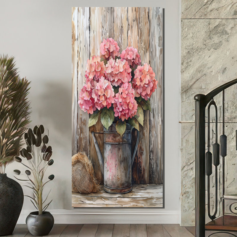 «Rustic Hydrangea Bouquet At The Barn I», art sur toile Hydrangea, H 60 po x l 28 po, Toile tendue, Ne s’applique pas
