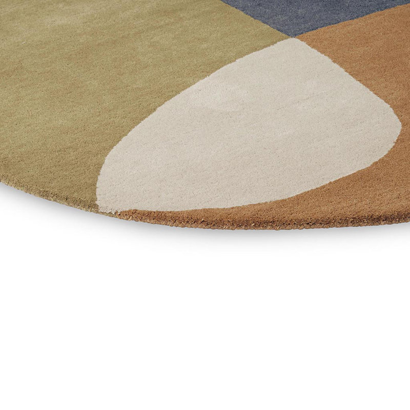 Decor Hand Tufted Wool Geometric Area Rug, Oval 4'7'' x 6'7'', Dark Gray/Taupe