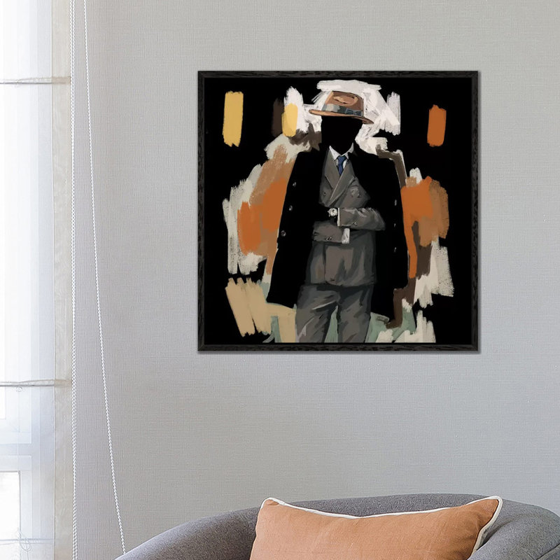The Overcoat - Painting on Canvas, Black Floater Framed, 66.04cm H x 66.04cm W x 3.81cm D