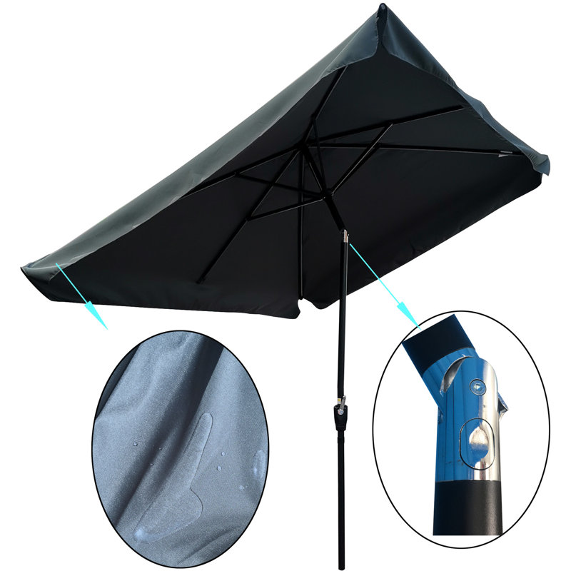 Parasol d'extérieur rectangulaire 10X6.5Ft - Fade And Weather, Gris