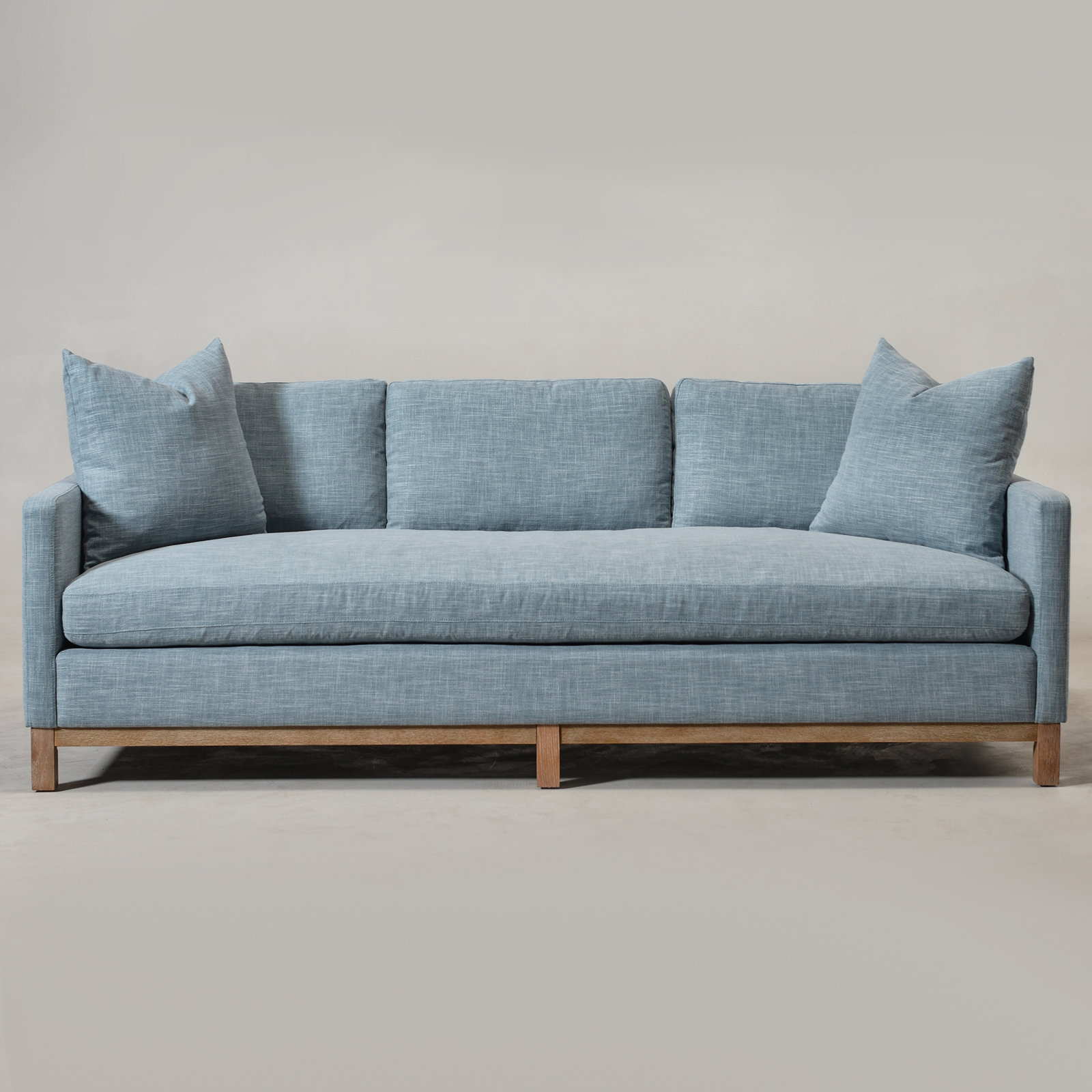 Cami 91'' Upholstered Sofa, Sky Blue Linen Blend