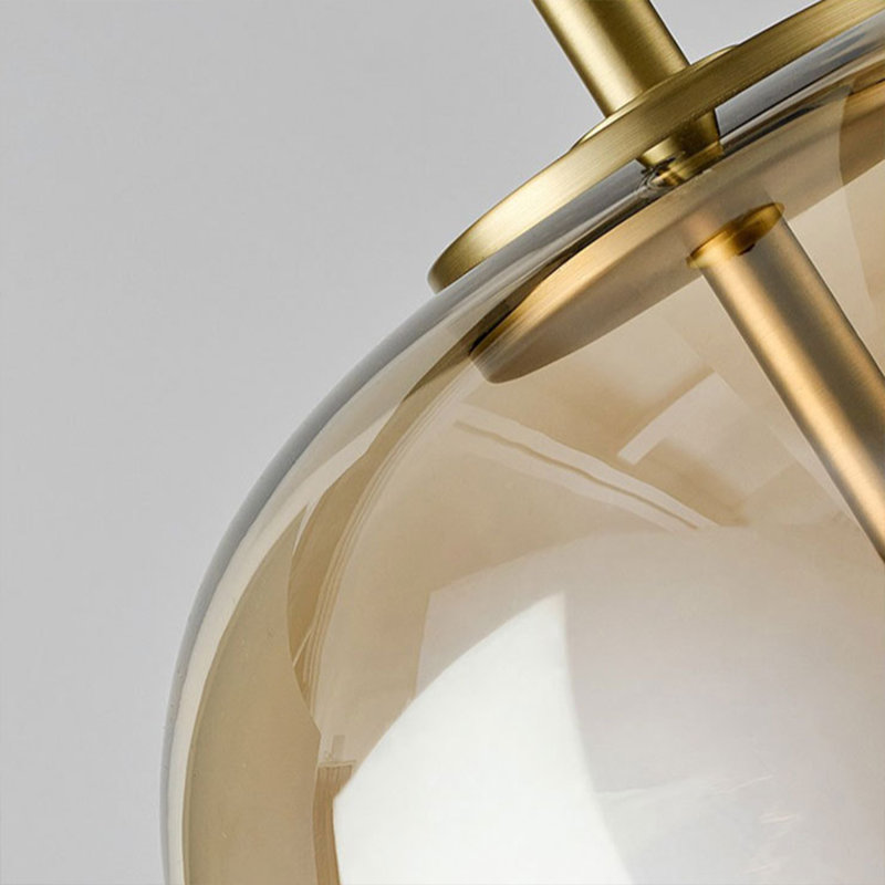 Modern Amber Glass Led Pendant Light, 9.3" H x 9.05" W x 9.05" D