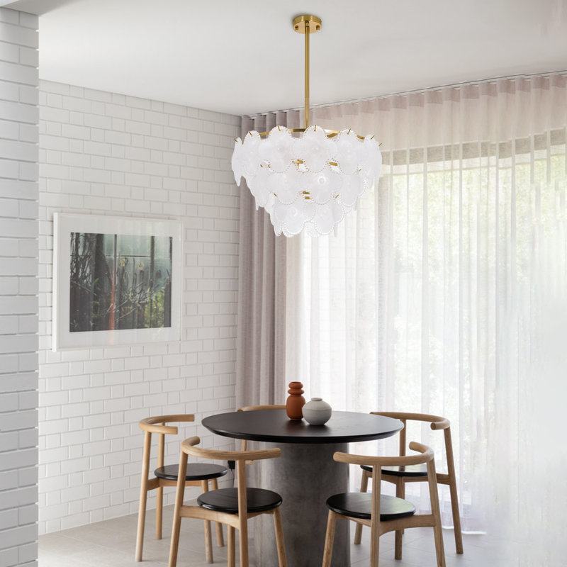 8-lights Dimmable Tiered Glass Chandelier