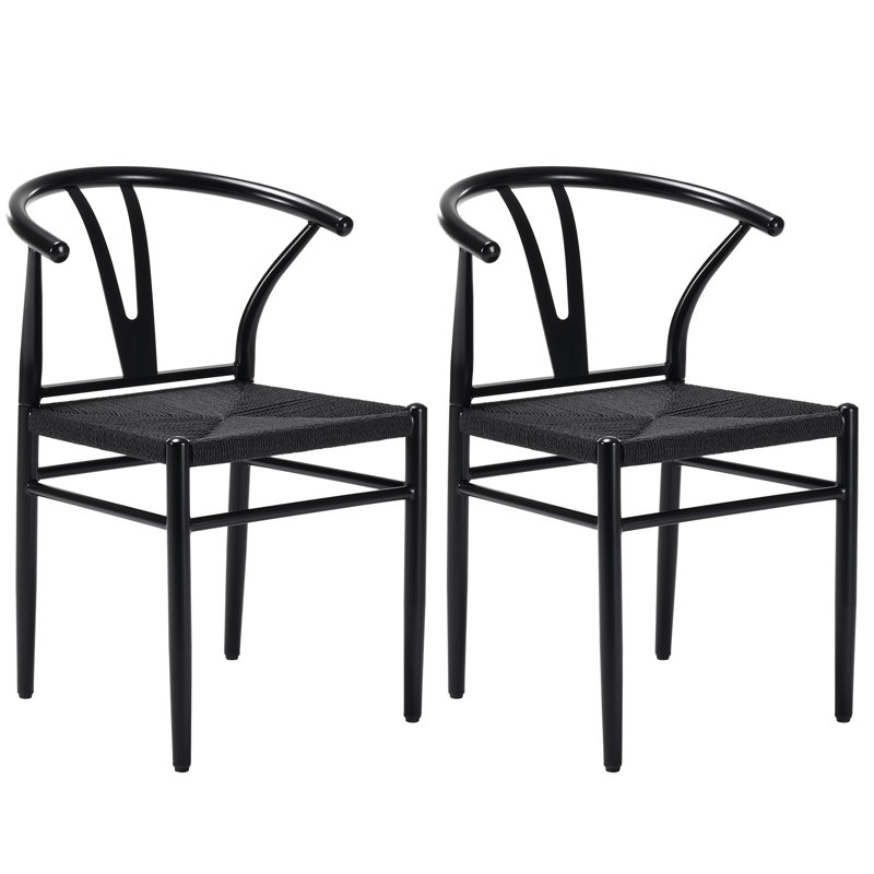 Paper Rope Metal Armchair, Black/Black