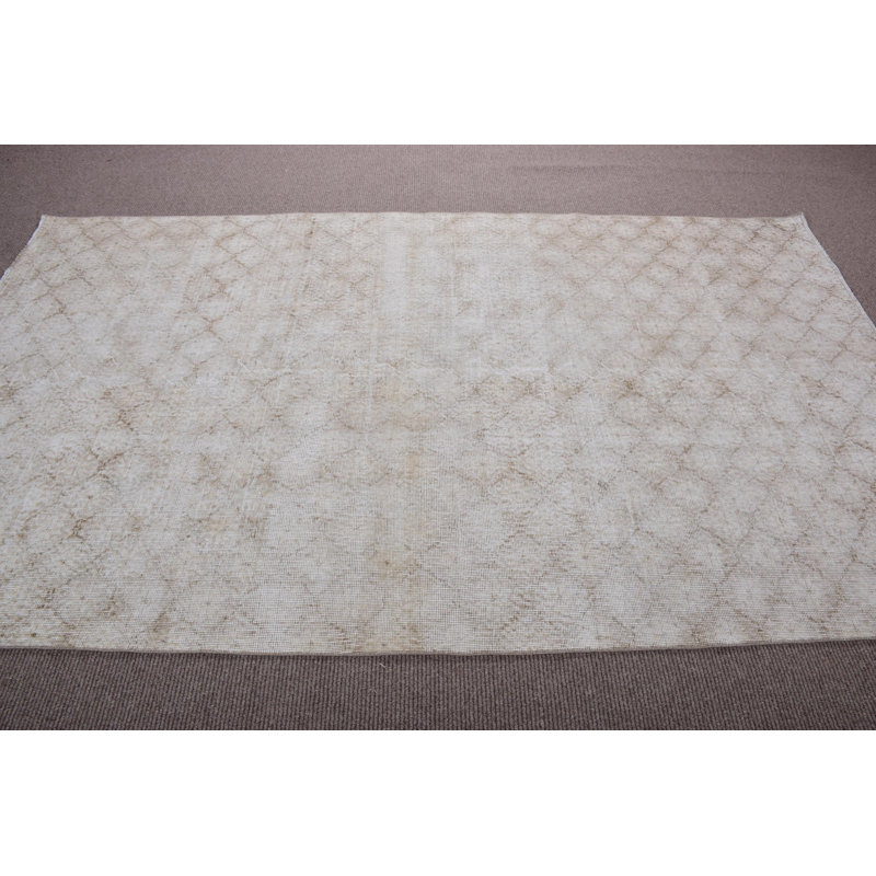 Grand tapis turc vintage en laine beige pour chambre à coucher ou salon de style boho chic