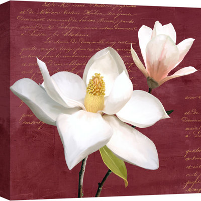 Burgundy Magnolia I - Wrapped Canvas Print