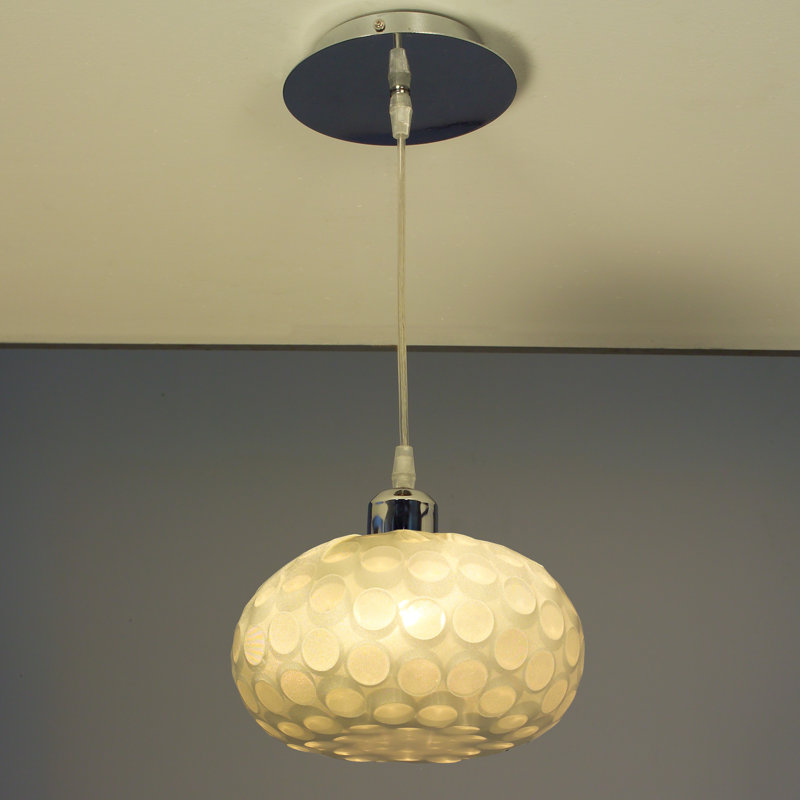 Luminaire sphère suspendu 1 lumières simple Laguna, Chrome avec abat-jours crème