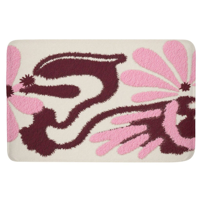 Soft Floral Abstract Print Bath Rug, 16 X 24