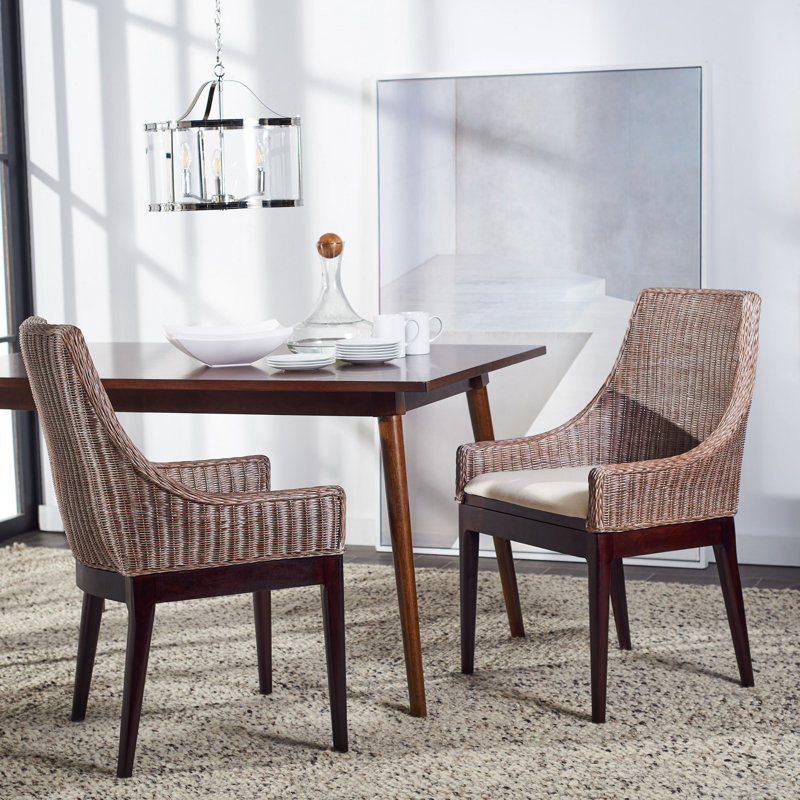 Livija Upholstered Armchair, Brown / Natural / White Cotton