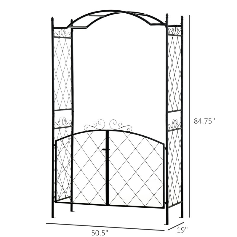 Barrière de jardin en métal de 85 po, idéale pour les vignes fleuries, décoration de mariage, pièce d'escalade noire,
