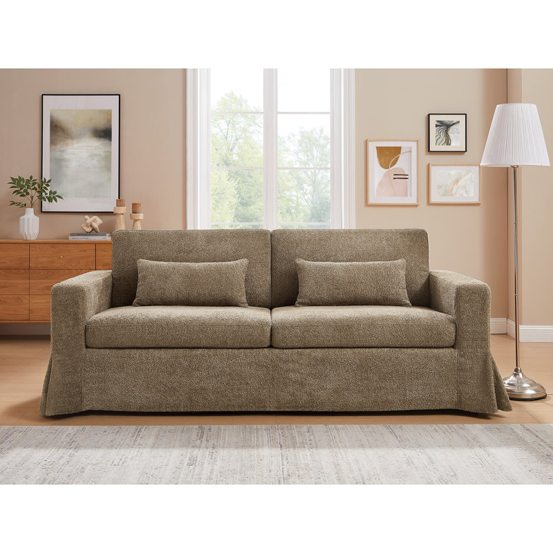 Brenda 213.1Cm Square Arms Sofa, Camel Boucle
