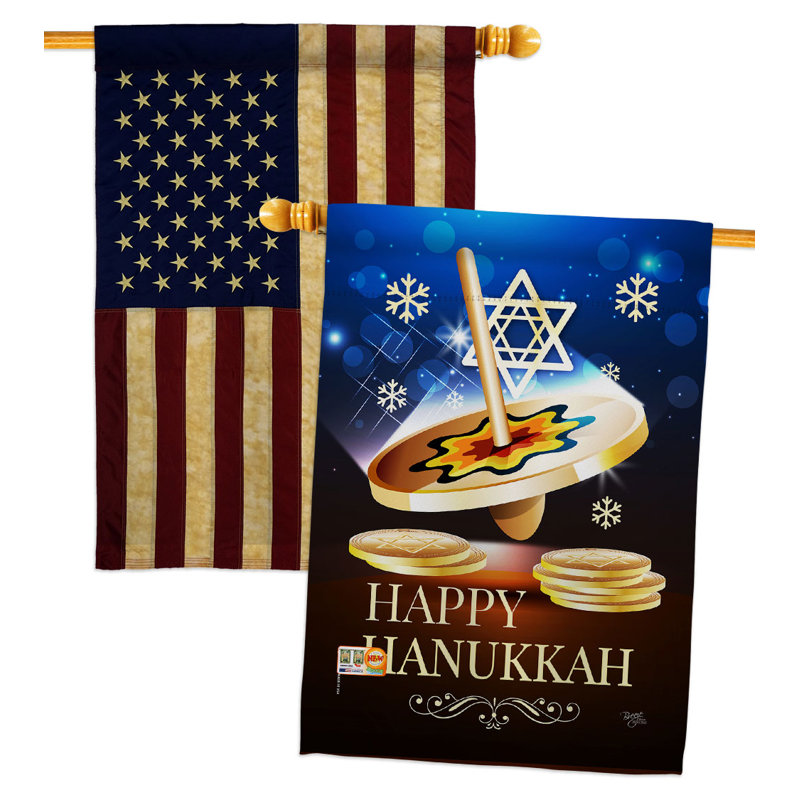 Double Sided 40'' H x 28'' W Polyester Hanukkah House Flag