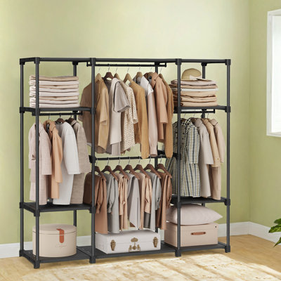 Armoire portative, Organisateur de placard autoportant, Portant à vêtements avec tablettes, Tiges de suspension, Organisateur de rangement, Pour vestiaire, Chambre à coucher