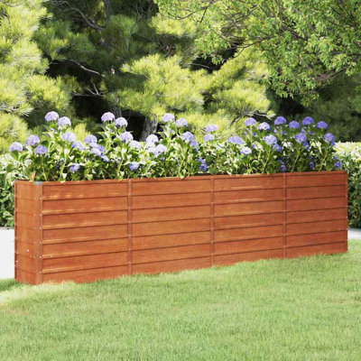  Lit surélevé de jardin en acier Corten brun rouille 63 po x 31,5 po x 17,7 po