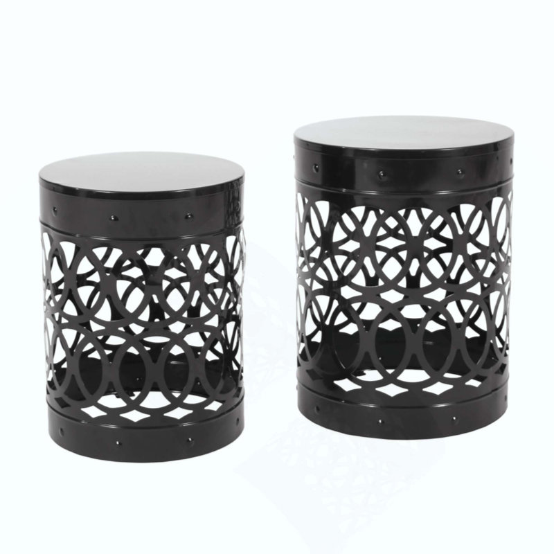 Moraima Outdoor Metal Side Table, Black