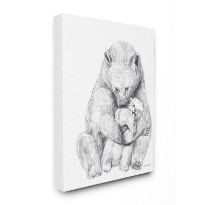 «Bear Family Animal Neutral Gray Dessin», impression