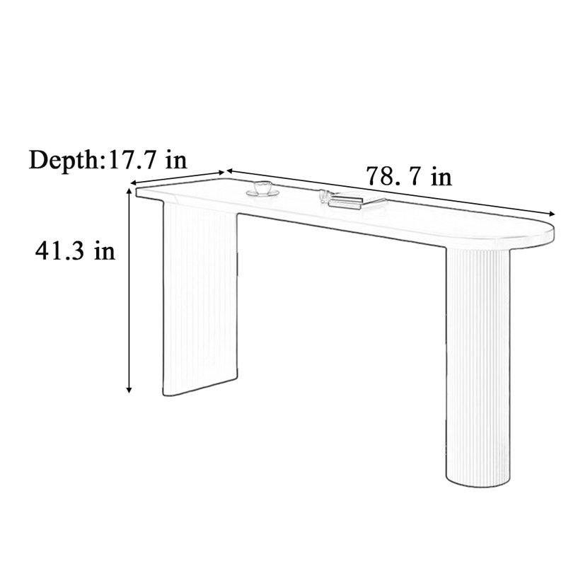 Table de bar simple en bois massif, H 41,3 po x L 78,7 po x l 17,7 po