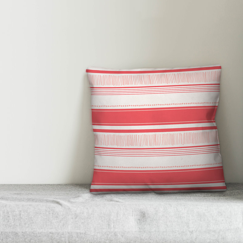  Coussin décoratif intérieur / extérieur à rayures abstraites esquissées, Polyester / Bourre en polyester, 16 po x 1 po