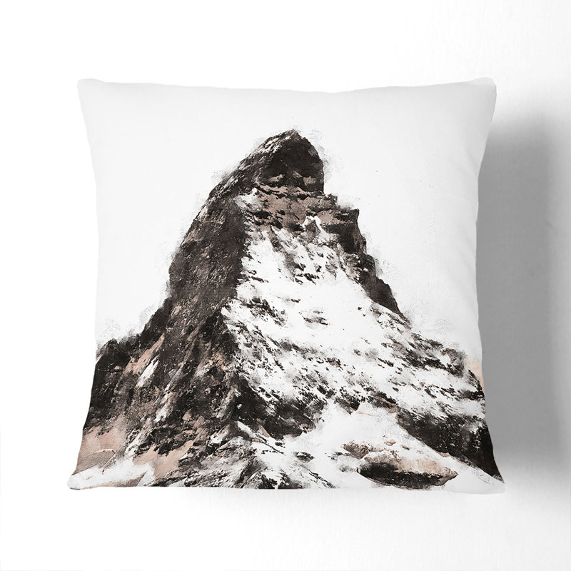 Matterhorn Mountain Switzerland Painting Cushion with Filling, Black, 55cm H x 55cm W x 20cm D