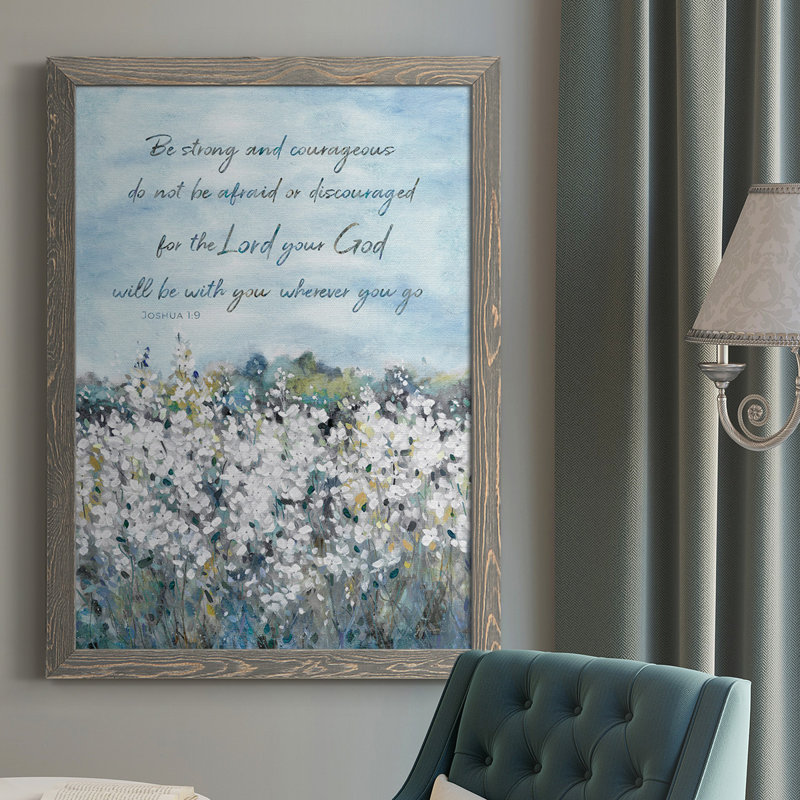 «Be Strong Flower Field», reproduction d'art sur toile, H 37,5 po x l 27,5 po x P 1 po, Encadré gris