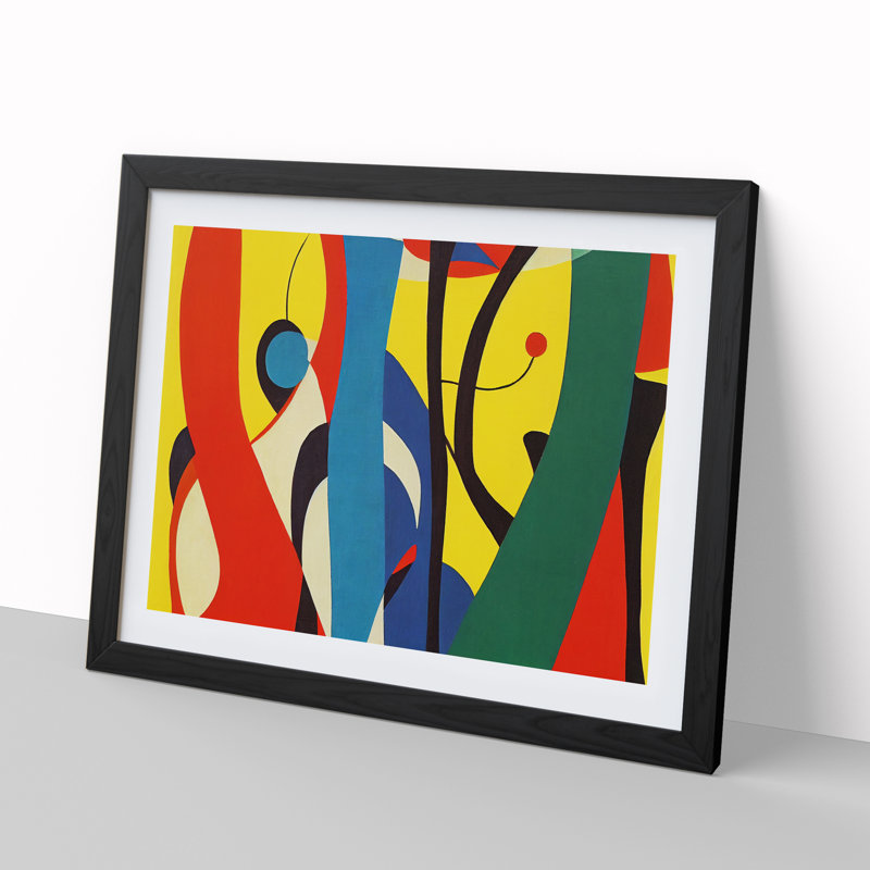 Captivating Modern Abstract Art - Single Picture Frame Print, Black, 25cm H x 34cm W x 2cm D