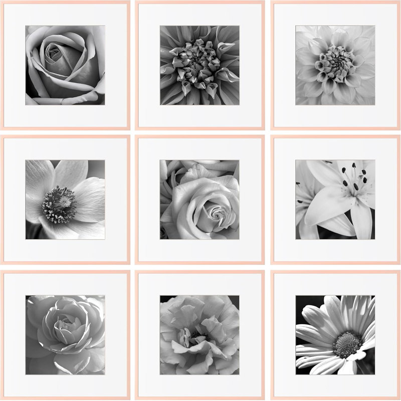 Ensemble de 9 cadres photo minimalistes en aluminium 12 x 12