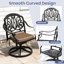 Table de salle à manger rectangulaire en aluminium moulé pour patio de 58,27 po L avec trou pour parasol et 6 chaises pivotantes avec coussins bruns (ensemble de 7 pièces)-1629186548