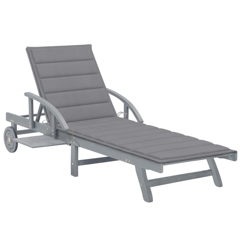 Stanstead 80" Long Acacia Single Chaise with Cushions, Blue