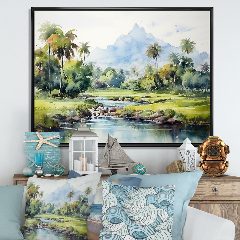 Paysage indonésien - Art mural Indonésie, Cadre flottant noir, H 30 po x l 40 po x P 1,5 po