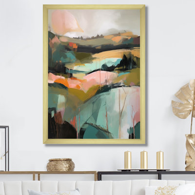 Vert et rose, réalité transcendante - peinture murale abstraite