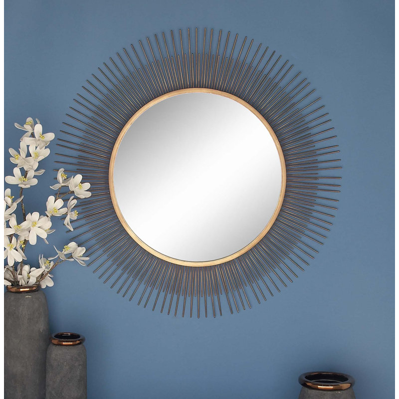 Cicely Gold Metal Starburst Room Wall Mirror