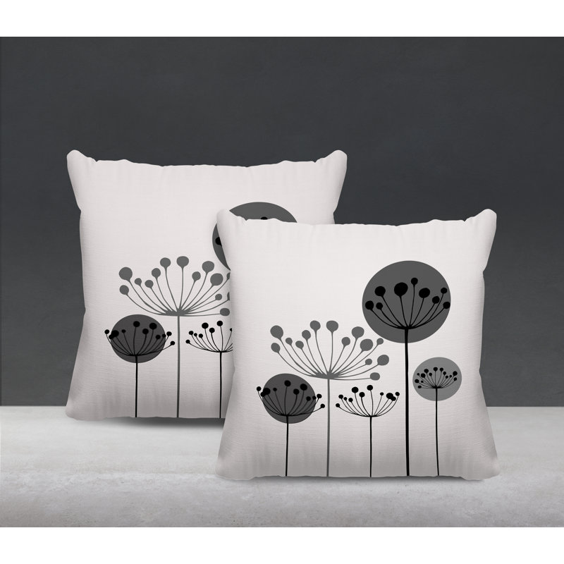 Housse et insert de coussin décoratif intérieur / extérieur en mélange de polyester, L 15 po x H 15 po, Noir