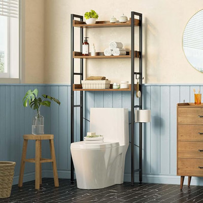 Over The Toilet Storage Rack, 3-Tier Bathroom Space Saver with Adjustable Shelves, Bathroom Organizer for Bathroom, Washroom