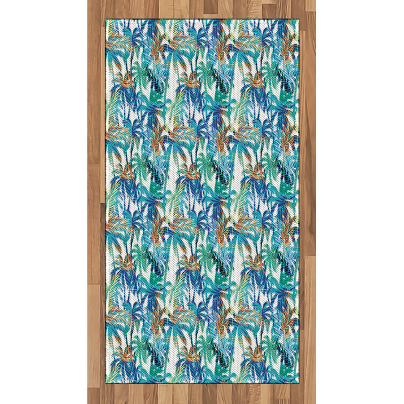 Palm Leaf High Density Long Fiber Poly Threads Decorative Area Rug Carpet, Rectangle 2'7" x 5'