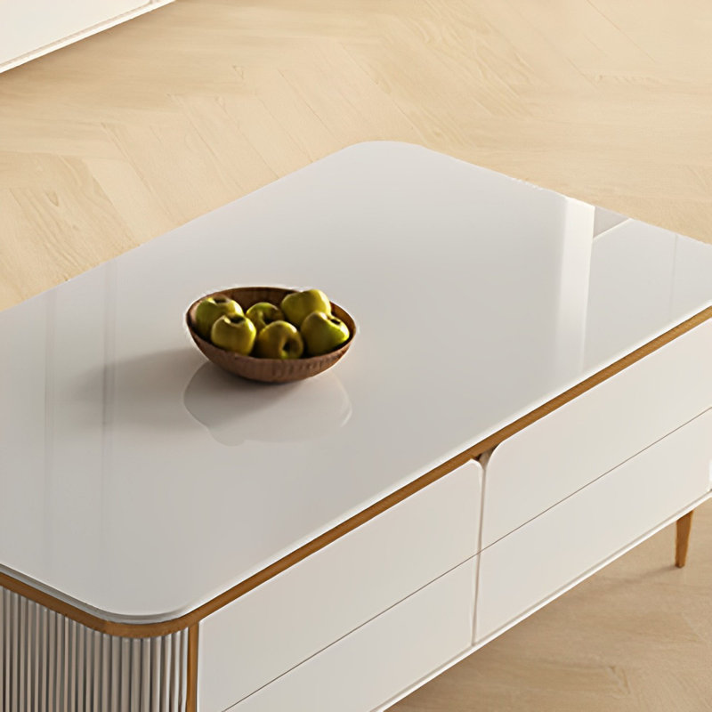 Table basse à quatre pieds avec rangement, H 17,71 po x L 55,11 po x l 31,49 po