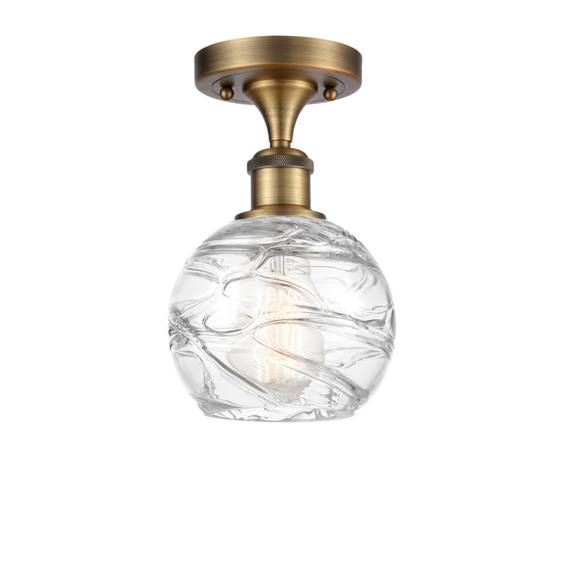 Plafonnier semi-encastré 1 lumière 8 po Anie, Ampoule DEL 6 watts Vinage, Laiton brossé, H 11 po x l 6 po x P 6 po