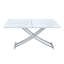 Table élévatrice avec plateau en MDF épais et pieds en métal argenté