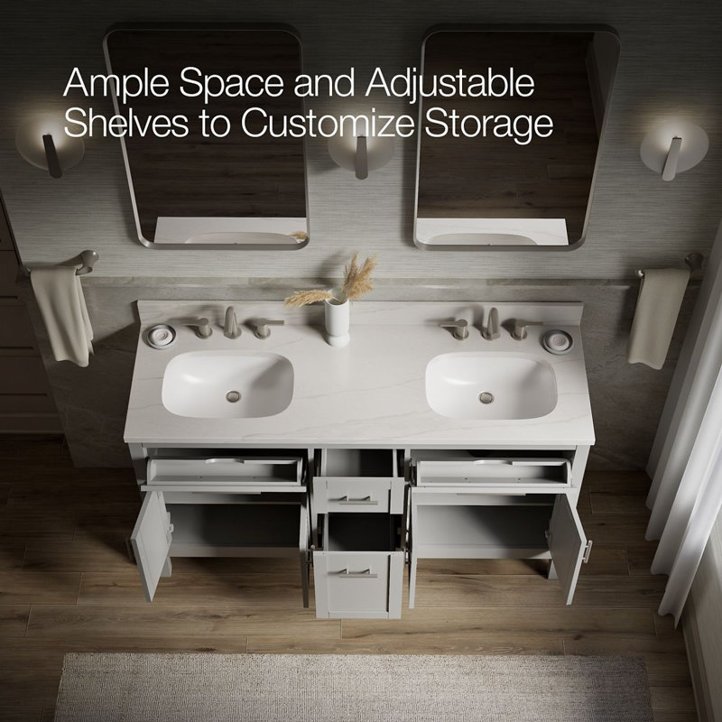 61" Single Bathroom Vanity Set, Atmos Grey, Atmos Gray