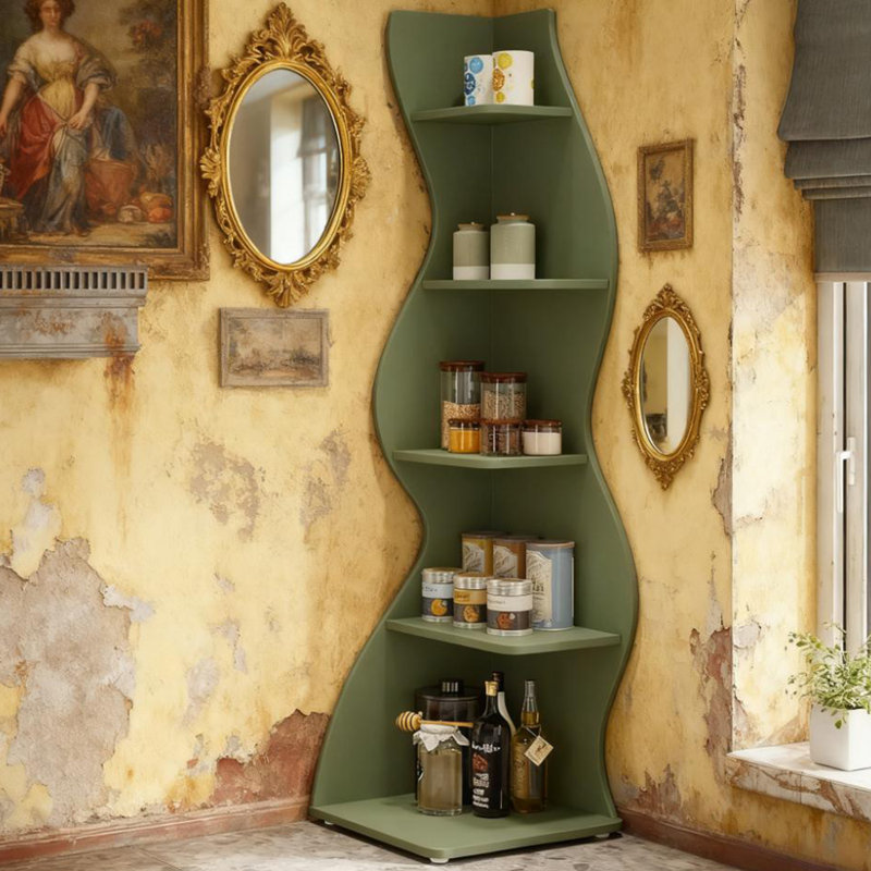 Bibliothèque d'angle à cinq niveaux, Vert