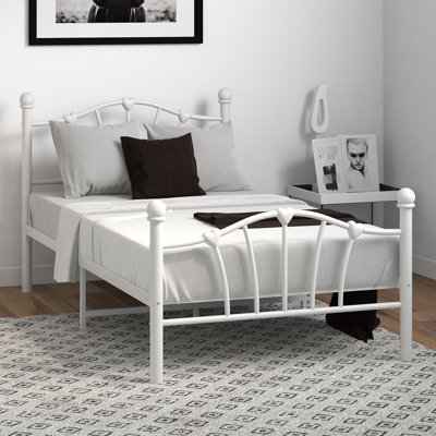 Twin XL Metal Platform Bed Frame with Heart-Shaped Headboard & Footboard – 600 LBS Heavy Duty Steel Bed Frame with 11.5" Underbed Storage, Noise-Free Slats, No Box Spring Needed, Easy Assembly