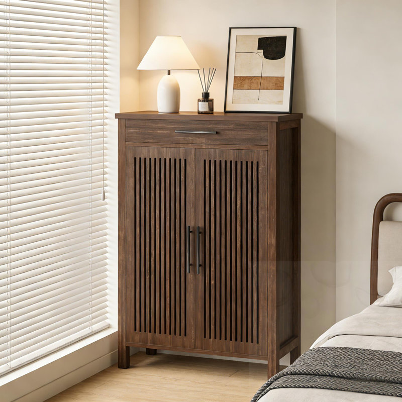 Armoire de rangement autoportante avec 2 portes et un tiroir