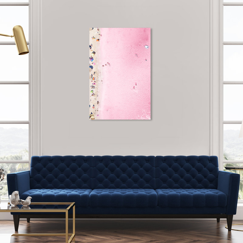 Nautique et plage rose côtière - impression, H 36 po x l 24 po, Toile tendue
