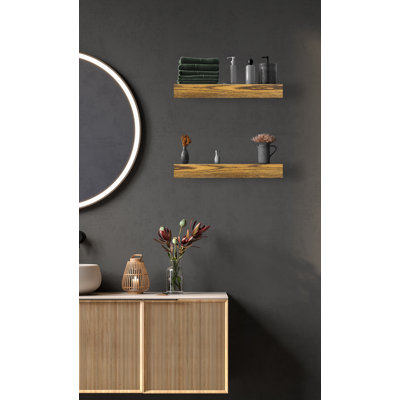 Emerald Lee 2 Piece Oak Floating Shelf